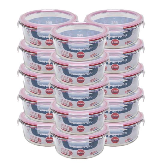 Imagem de Pote Hermético De Vidro Kit C/ 15 Potes De 930ml - C/ Trava Dolce Home