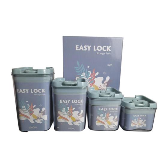 Imagem de Pote Hermético Organiza Alimentos Easy Lock 4 Peças - Rosa