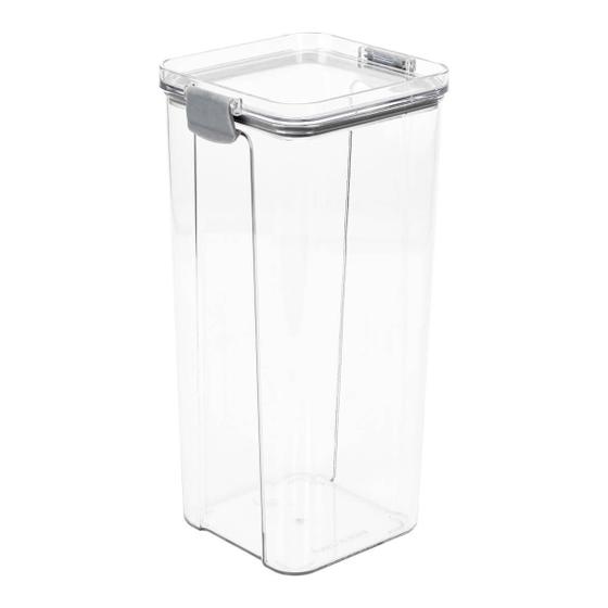 Imagem de Pote Hermético Quadrado Transparente Com Trata 2L Cinza