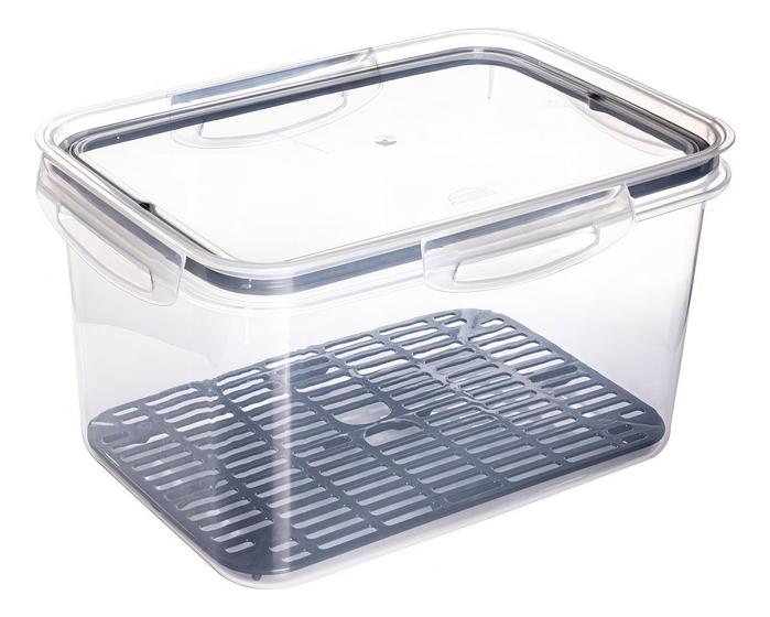 Imagem de Pote Hermético Retangular Com Escorredor 4 Litros Plasutil Cor Transparente