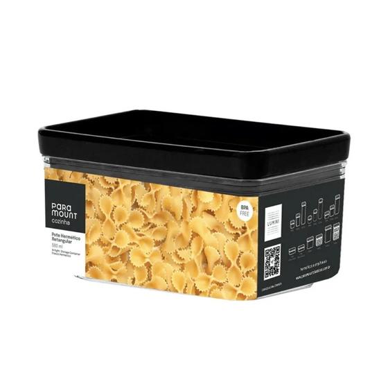 Imagem de Pote Hermético Retangular Lumini Black 580ml Paramount