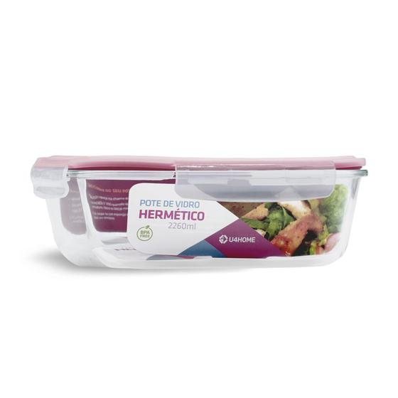 Imagem de Pote Hermético Retangular Vidro Grande 2260ml Livre BPA