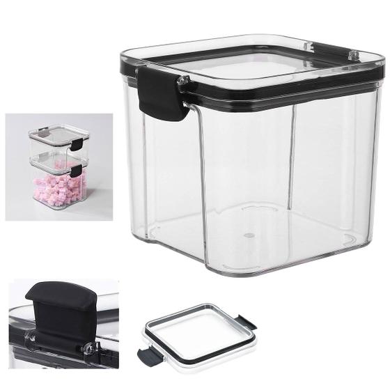 Imagem de Pote Hermetico Tampa com Trava 700ml Veda Conserva Armazenamento Acrilico Transparente Tempero Mantimento Alimento Cozinha Armario Multiuso Resistente