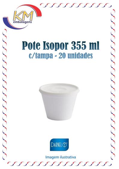 Imagem de Pote isopor c/tampa 355 ml c/20 unidades - sorvete, açaí, caldos, salada de frutas (99915749)