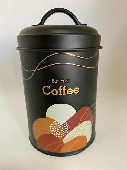 Imagem de Pote Mantimento Aco Coffee Geométrico Com Tampa Preto 1315ml 19X11,8cm - D&A