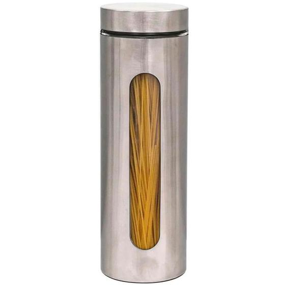 Imagem de Pote Mantimento Condimento Vidro Inox Com Visor 1800ml
