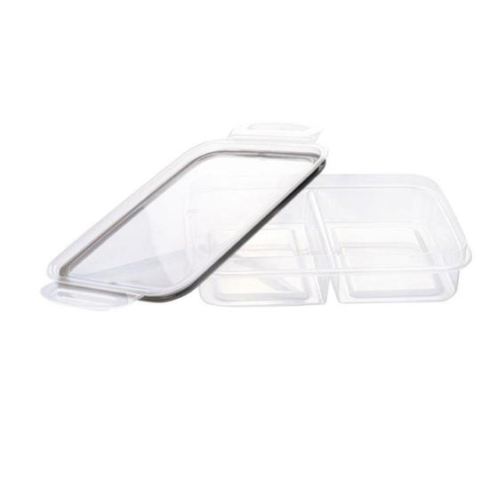 Imagem de Pote Mantimentos Comida Organizador Alimentos Hermético com Travas e Divisão 1L Transparente Preto