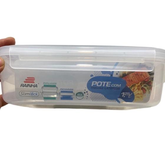 Imagem de Pote / marmita com tampa e trava 1,250 lts empilhavel e armazenamento alimentos