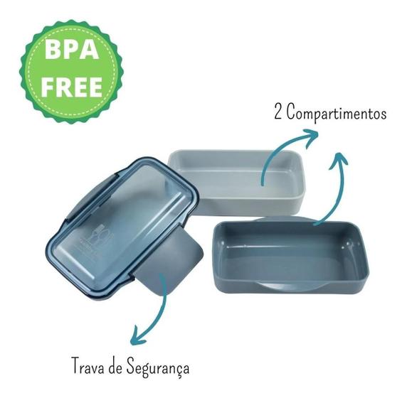 Imagem de Pote Marmita P/ Microondas e Freezer Com Divisória 825ml Jacki Design