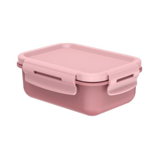 Imagem de Pote Mini Marmita Hermética Retangular 380ml Multiuso Cozinha Freezer Microondas Ou - Rosa