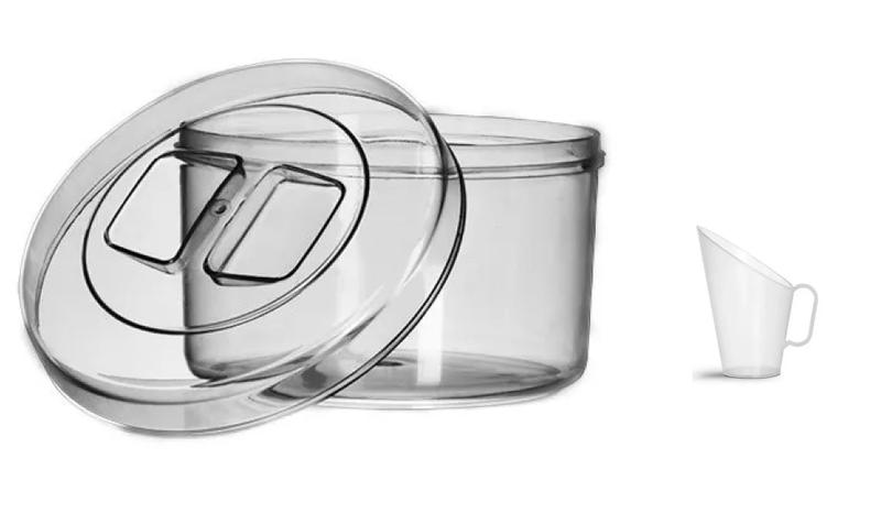 Imagem de POTE MULTIUSO REDONDO 6L CRISTAL + Concha 100 ml  - ( Cabe 5 kg de Arroz )