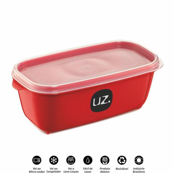 Imagem de Pote Multiuso Retangular 1,5L com tampa Várias Cores UZ225 UZ Utilidades