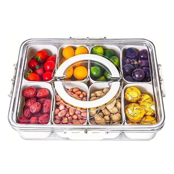 Imagem de Pote Organizador Cozinha De Geladeira Frutas E Verduras Com Cesto 3,8L com 8 Compartimentos