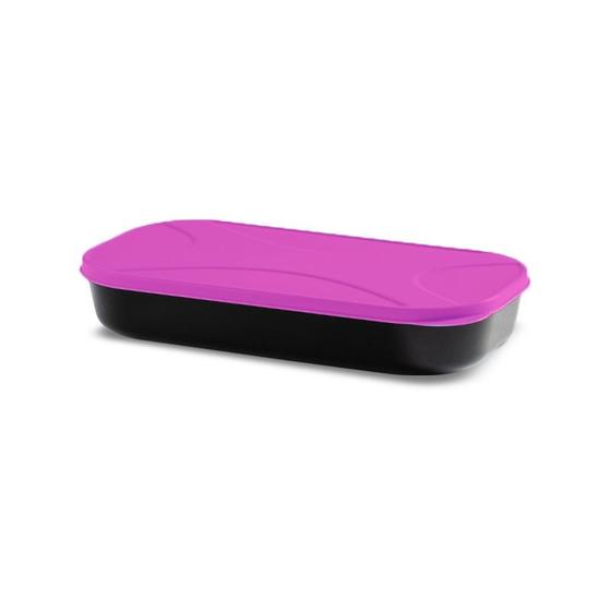 Imagem de Pote Organizador Multiuso Plastico Retangular 1,2 Litros Black Rosa Top Line