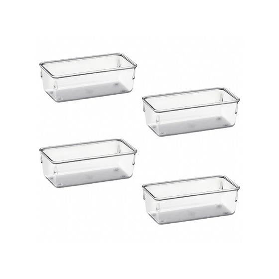 Imagem de Pote Organizador Retangular Pequeno Cristal com 4 peças Modular 971 - Acrimet