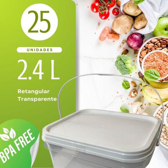 Imagem de Pote para dieta 2.4 Litros transparente 25 Peças