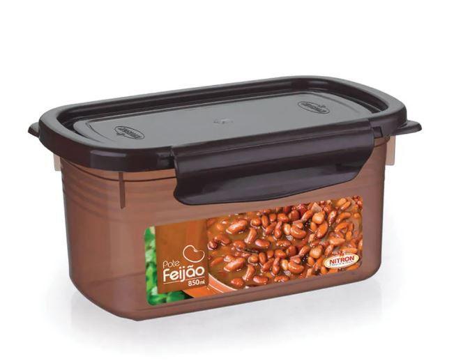 Imagem de Pote para Feijão Retangular com Tampa Trava 850ml