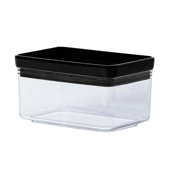 Imagem de Pote Para Mantimentos Hermético Black Retangular Empilhável 580ml Código 2123 Paramount Plásticos