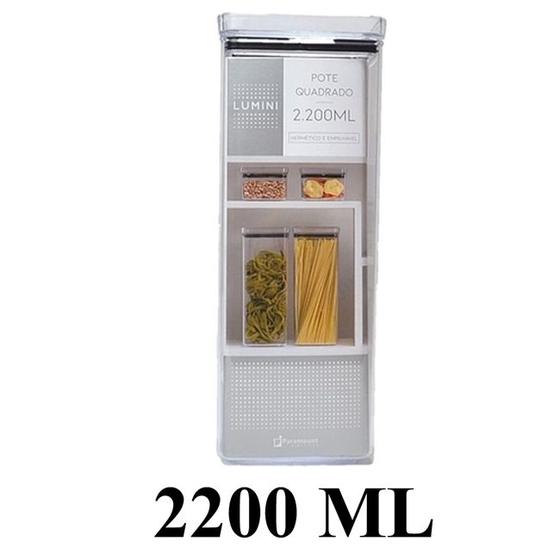 Imagem de Pote Para Mantimentos Hermético Quadrado Empilhável 2200ml Código 1163 - Paramount Plásticos