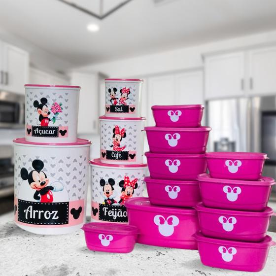 Imagem de  Pote para Mantimentos Kit Potes com 5 peças + 10 Potes Mickey