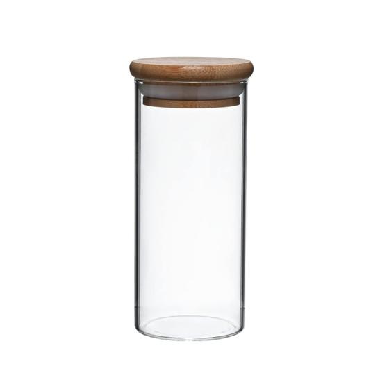 Imagem de Pote Para Temperos Com Vedação Vidro Tampa De Bambu 180ml