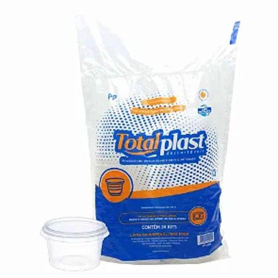 Imagem de Pote Plast PP Kit Com Tampa Transparente Redondo 250ml TOTALPLAST (KP-250)
