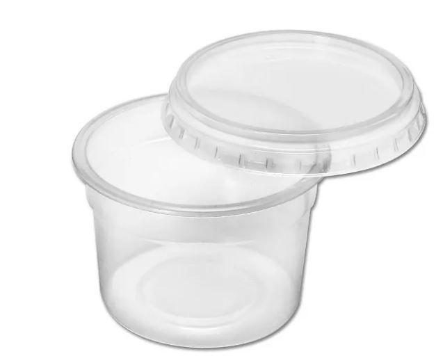 Pote Plástico com Tampa transparente 250mL com 50 unidades Menor preço em Pote Plástico com Tampa transparente 250mL com 50 unidades