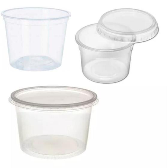 Imagem de Pote Plástico Compacto com Tampa 200ml. Atacado 100 Unidades