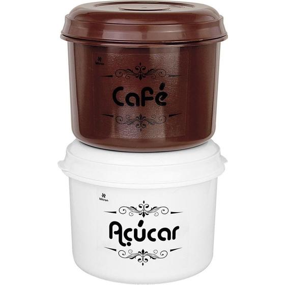 Imagem de Pote Plastico CONJ. 2 Potes ACUCAR/CAFE 1,6L KIT