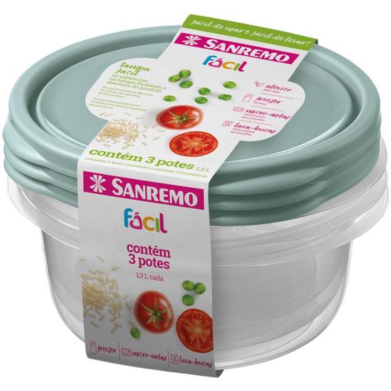 Pote plastico conjunto 3 potes facil 1,3l Menor preço em Pote plastico conjunto 3 potes facil 1,3l