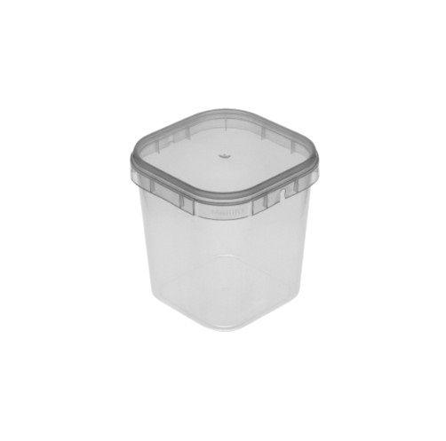 Imagem de Pote Plástico Quadrado 500ml Crystal Com Tampa Lacre Plastilânia Pacote 10 Unidades