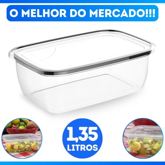 Imagem de Pote Plástico Retangular Com Tampa BPA free. Freezer Microondas