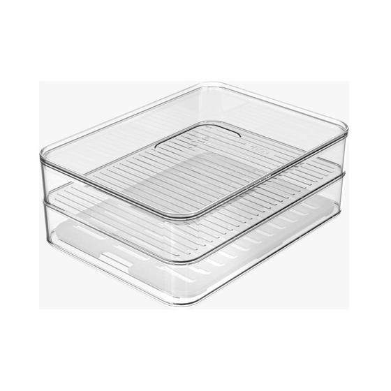 Pote Porta Frios Duplo Transparente Organizador De Geladeira Menor preço em Pote Porta Frios Duplo Transparente Organizador De Geladeira