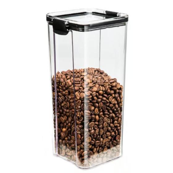 Imagem de Pote Porta Mantimento Hermético Quadrado Trava Cozinha 2,2L