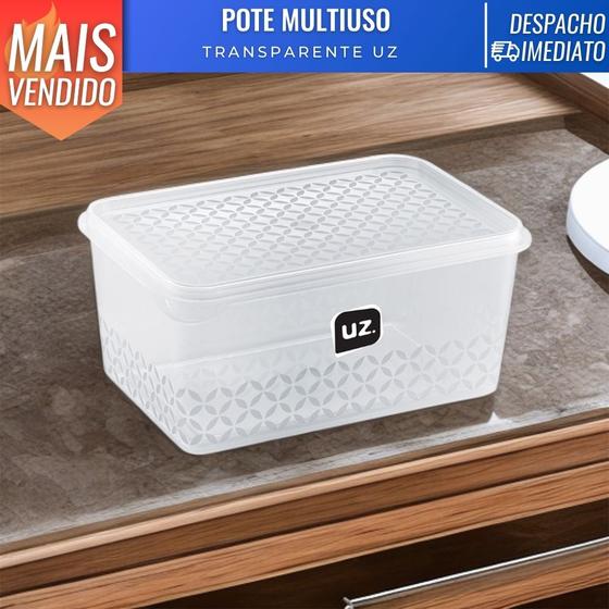 Imagem de Pote Porta Mantimentos Retangular Transparente Multiuso 2L UZ