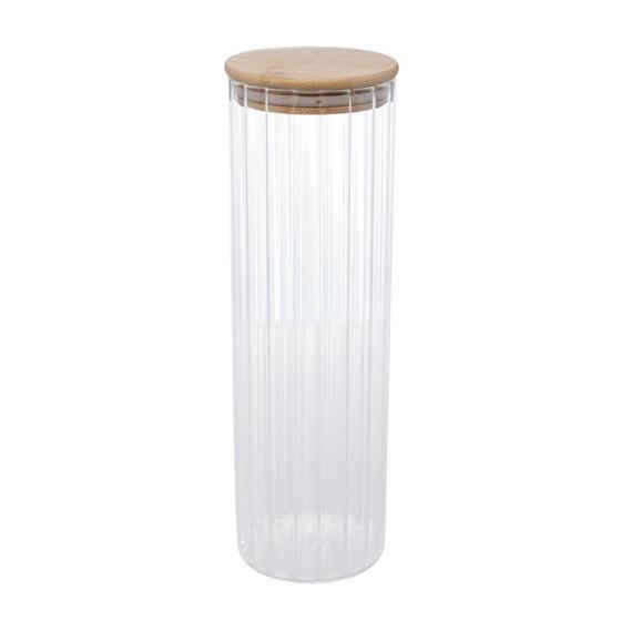 Imagem de Pote Porta Mantimentos Vidro Transparente com Tampa de Bambu 1300ml 9x28cm Wolff