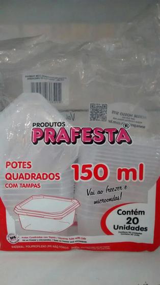 Imagem de Pote Quadrado 150ml Freezer E Microondas 20 unidades