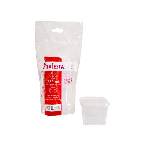 Imagem de Pote quadrado 250ml. c/ lacre c/240 un. (prafesta)