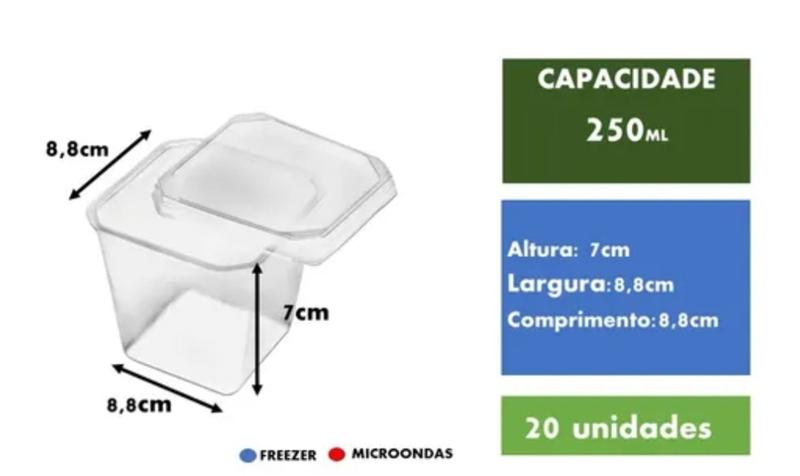 Imagem de Pote quadrado 250ml Prafesta 20un