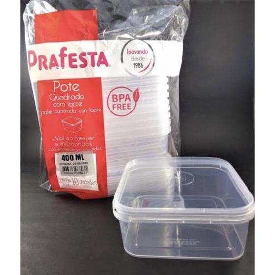 Imagem de Pote Quadrado Com Lacre 400ML C/10 Unidades PraFesta