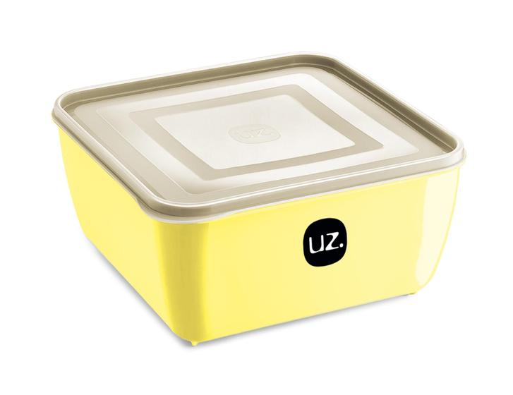 Imagem de Pote quadrado com tampa 2,5L marmita fit P/ microondas e freezer AMARELO