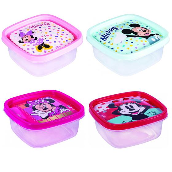 Imagem de Pote Quadrado para Armazenar Alimento 580 ml Disney Mickey Minnie Plasútil