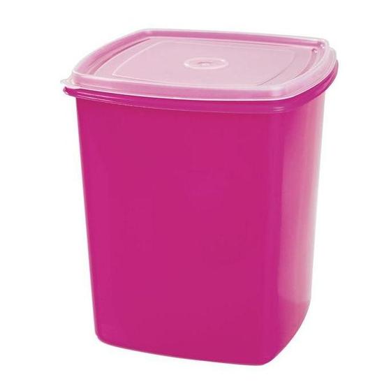 Imagem de Pote  Quadrado Para Mantimento Pink Tampa Transparente 2,5L