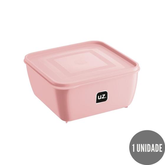 Imagem de Pote Quadrado Rosa Alimentos Fit 1,5L Boa Vedação