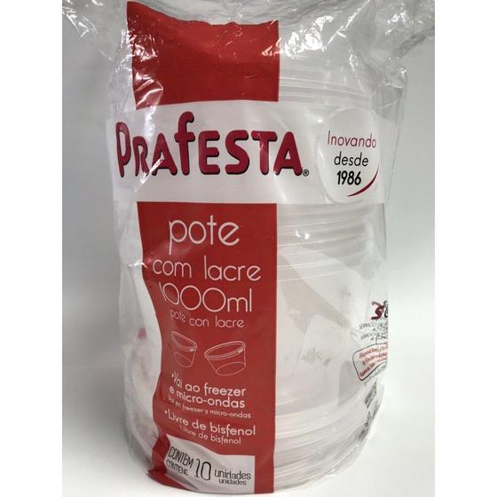 Imagem de Pote Redondo Com Lacre 1000ml Prafesta - 10 Unidades