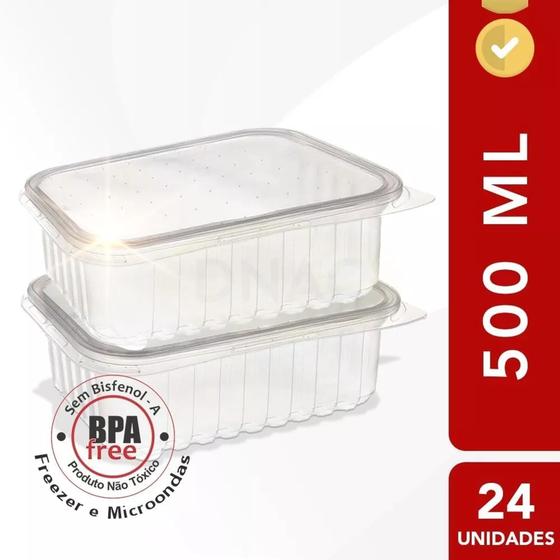 Imagem de Pote retangular 500ml c/24 und freezer e microondas marmita fit porções