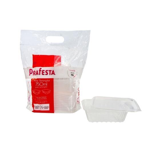 Imagem de Pote retangular 750ml. c/ tampa c/6x24 un. (prafesta)