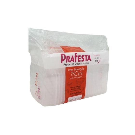 Imagem de Pote Retangular 750ml com Tampa Freezer & Micro-ondas Prafesta Pacote 24 Unidades