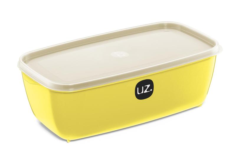Imagem de pote Retangular COM tampa 1,5 litros marmita fit P/ microondas e freezer AMARELO