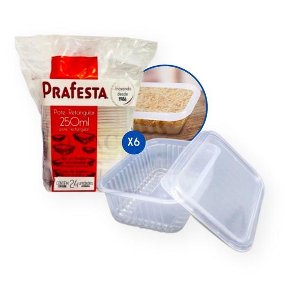 Imagem de Pote Retangular com Tampa para Freezer e Micro-ondas Prafesta - 250ml - CX 144 Unidades (CX6x24)